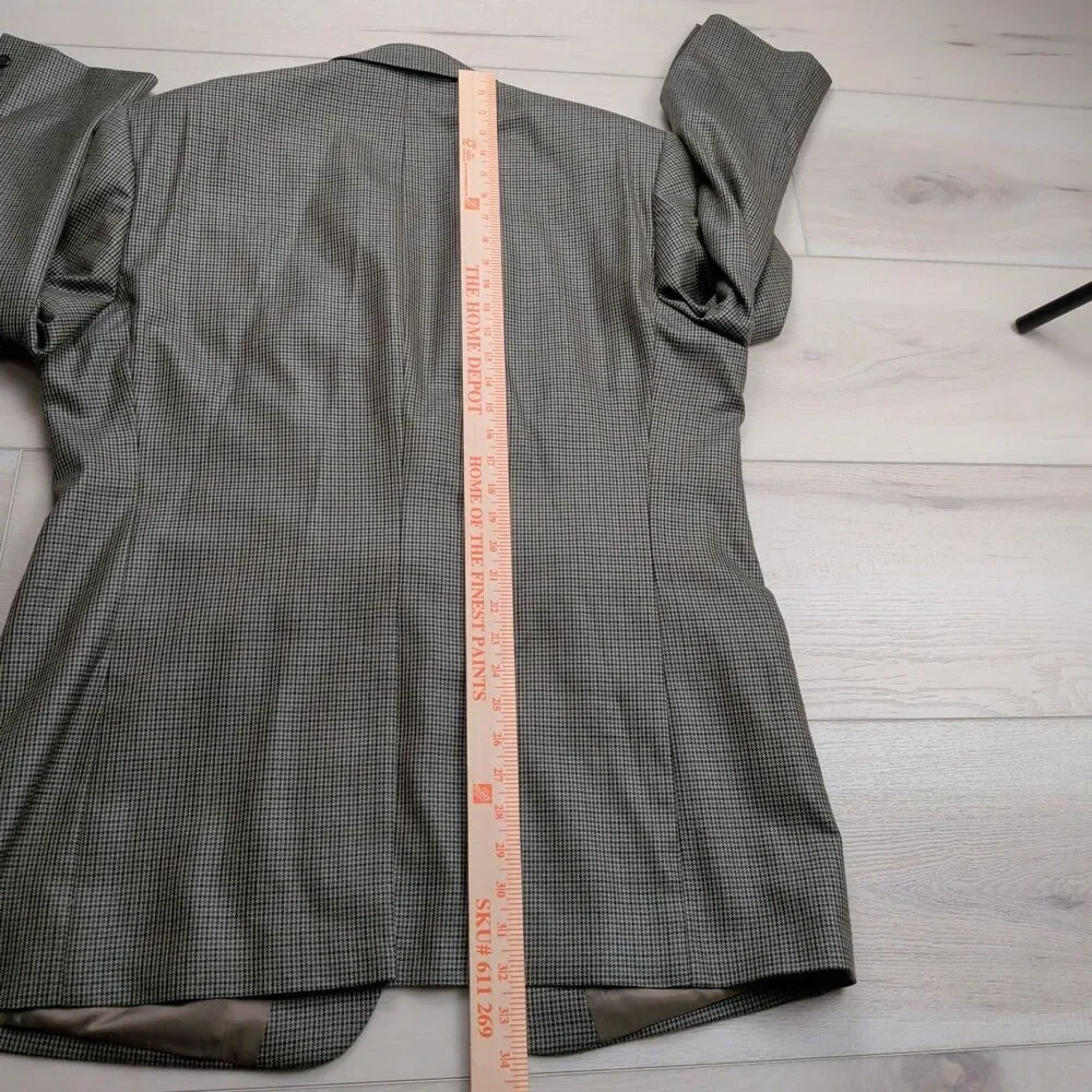Lauren Ralph Lauren Blazer Sport‎ Coat Mens 44L Silk Wool Houndstooth Brown